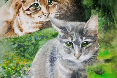 Portrait "Hito and Uma", cats.